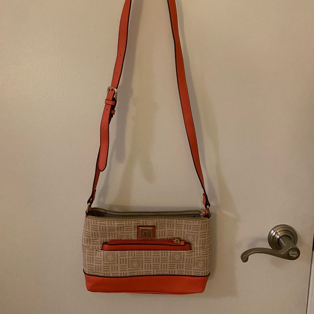 Anne Klein Beige and Orange Crossbody Bag
